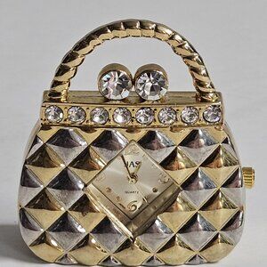 JAS  Purse Shaped Quartz Watch with Face Rhinestones